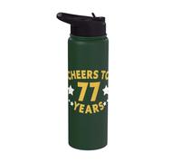 Cheers to 77 Years Funny 77th Birthday Stainless Steel Insulated Water Bottle