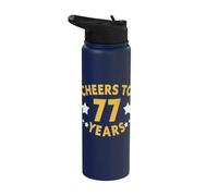 Cheers to 77 Years Funny 77th Birthday Stainless Steel Insulated Water Bottle