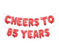 Cheers to 85 Years Banner Foil 85th Birthday Balloon Party Decorations for Him/Her 85 Years Anniversary Decorations Wedding Party Supplies For Men/Women (CHEERS TO 85 YEARS Red)