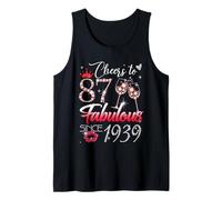 Cheers to 87 Fabulous Since 1939 87th Birthday Women Girls Tank Top