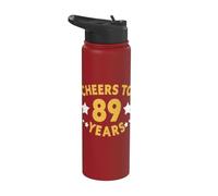 Cheers to 89 Years Funny 89th Birthday Stainless Steel Insulated Water Bottle
