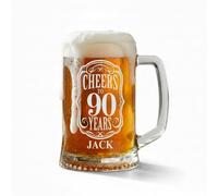 Cheers To 90 Years Birthday Gift Personalised Engraved Glass Beer Tankard