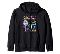 Cheers To 97 Years Old Women 97th Birthday Party Zip Hoodie