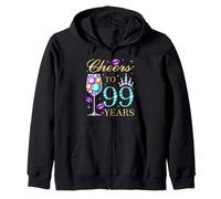 Cheers To 99 Years Old Women 99th Birthday Party Zip Hoodie