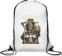 Cheers to the Grim Reaper Gym Sack Casual Drawstring Bag White