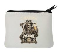 Cheers to the Grim Reaper Neoprene Coin Purse Pouch 10x11cm White
