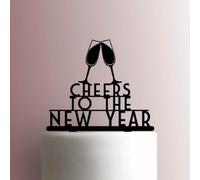 Cheers to the New Year- Acrylic Cake Topper 5 Inch Width/Brown