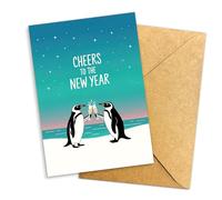 Cheers to the New Year Card Cozy Shop Front Design Wine Cheese Bakery Illustration Festive Holiday Greeting for Friends Family Coworkers Warm New Year 2026 Card 5.3''x8'' Folded with Envelope