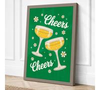 Cheers to the Season Modern Canvas Wall Art Print 36x24 Inch (91 x 61 cm)