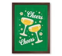 Cheers to the Season Modern Framed Wall Art Print A2 (59.4×42cm) Walnut, Wall Decor for Living Room, Bedroom, Office & Home, Ready to Hang, Art Gift
