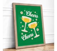 Cheers to the Season Modern Framed Wall Art Print A3 (42×29.7cm) Oak, Wall Decor for Living Room, Bedroom, Office & Home, Ready to Hang, Art Gift