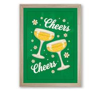 Cheers to the Season Modern Framed Wall Art Print A4 (29.7×21cm) Oak, Wall Decor for Living Room, Bedroom, Office & Home, Ready to Hang, Art Gift