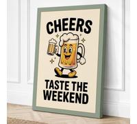 Cheers Vintage Retro Canvas Wall Art Print 18x12 Inch (46 x 30 cm)