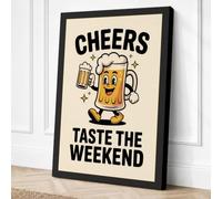 Cheers Vintage Retro Canvas Wall Art Print 24x16 Inch (61 x 41 cm)