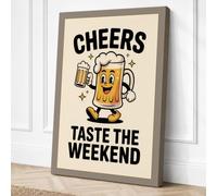 Cheers Vintage Retro Canvas Wall Art Print 36x24 Inch (91 x 61 cm)