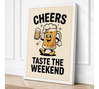 Cheers Vintage Retro Canvas Wall Art Print 36x24 Inch (91 x 61 cm)