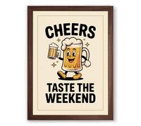 Cheers Vintage Retro Framed Wall Art Print A1 (84.1×59.4cm) Walnut, Wall Decor for Living Room, Bedroom, Office & Home, Ready to Hang, Art Gift