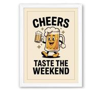 Cheers Vintage Retro Framed Wall Art Print A2 (59.4×42cm) White, Wall Decor for Living Room, Bedroom, Office & Home, Ready to Hang, Art Gift