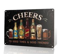 Cheers Wall Decor, Vintage Beer Bottles and Mugs Design, 8 x 12 inches
