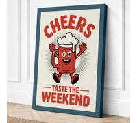 Cheers Weekend Retro Canvas Wall Art Print 30x20 Inch (76 x 51 cm)