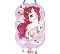 CHEERSET - Piñata Unicorn Birthday Girl - Large Birthday Piñata with Pink Unicorn - Children's Birthday Decoration Large Pinata to Fill for Boys and Girls - 47 x 31 cm
