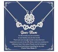 CheersLife 2 in 1 Four Leaf Clover Charm Lucky Necklace Heart Crystal | Pendant Necklace Valentine's Day Jewelry Gift for Women Girls Wife Girlfriend Mum Mothers Day Christmas Jewelry