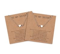 CheersLife 2 Sisters Necklaces Friendship Best Friend Hollow Out Heart Accessories Long Distance Matching Necklace Jewelry Set Birthday Party Gifts for Women Bestie Girls Mother Daughter