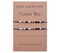 CheersLife 2PCS I Love You Morse Code Bracelets Couples Men Women Boyfriend Girlfriend Matching Relationship Beads Bracelet Set Jewellery Gifts for Him and Her Birthday Gifts