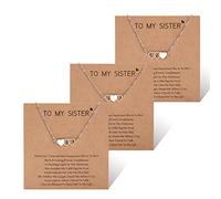 CheersLife 3 Sisters Necklaces Friendship Best Friend Hollow Out Heart Accessories Long Distance Matching Necklace Jewelry Set Birthday Party Gifts for Women Bestie Girls Mother Daughter