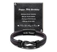 CheersLife 30th Birthday Gift for Men Boys, Son Nephew Brother Grandson Boyfriend - Knot Leather Personalized Bracelet for Him