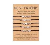 CheersLife 5 Pcs Best Friend Bracelets Long Distance Matching Hollow Out Heart Friendship Handmade Bracelet Jewelry Set Gift for Women Men Girls Boys Teen Sister Birthday