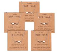 CheersLife 5 Pcs Friendship Necklaces Best Friend BFF Long Distance Matching Heart Necklace Jewelry Gift for Women Girls Boys Daughters Sisters Birthday