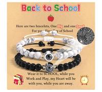 CheersLife Back to School Bracelet First Day at School Gifts Mother and Daughter Son Matching Bracelets Mommy and Me Bracelet Set For Women Teen Girls Boys Jewelry Gift