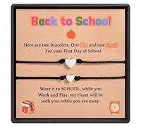 CheersLife Back to School Gifts 2 Pcs Big Small Heart Bracelet Mommy and Me First Day of School Matching Wish Bracelets Set for Mother Daughter Son Women Teen Girls Boys Jewelry Gifts