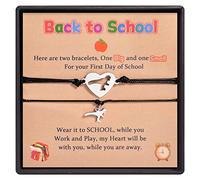 CheersLife Back to School Gifts 2 Pcs Dinosaur Bracelet Mommy and Me First Day of School Matching Wish Bracelets Set for Mother Daughter Son Women Teen Girls Boys Jewelry Gifts