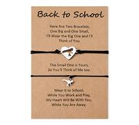 CheersLife Back to School Gifts 2 Pcs Dinosaur Bracelet Mommy and Me First Day of School Matching Wish Bracelets Set for Mother Daughter Son Women Teen Girls Boys Jewelry Gift