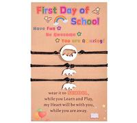 CheersLife Back to School Gifts 3 Pcs Bear Bracelet Mommy and Me First Day of School Matching Wish Bracelets Set for Mother Daughter Son Women Teen Girls Boys Jewelry Gift