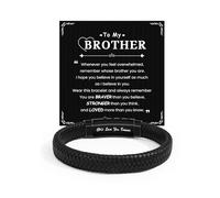CheersLife Big Brother Gifts, Adjustable Engraved Black Leather Bracelet for Brother from Sister, 21st 30 40th Birthday Gifts for Men, Christmas Graduation Gift for Him 18th Birthday Gift for Boys Men