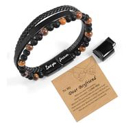 CheersLife Birthday Gifts for Boyfriend from Girlfriend, To My Boyfriend Birthday Cool Present Gift Unique Tiger Eye Bracelet for Him Love You Forever Always Linked Together