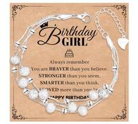 CheersLife Birthday Gifts for Women Girls Birthday Bracelet 10th - 19th 21st Birthday Gift for Daughter Niece Friend Sister Teen Girls,Elegant Bead Charm 925 Sterling Silver Layered Bracelet