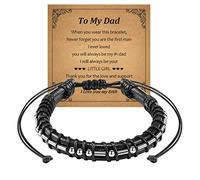 CheersLife Bracelet Gifts For Dad,Morse Code Bracelet,Dad Bracelets,Father'S Day Gift For Dad,Black Braided Leather Adjustable Bracelet,I Love You Birthday Gift For Dad