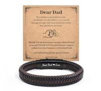 CheersLife Father Day Gift from Daughter Son,Men's Bracelet Daddy Gifts - Leather Bracelet Best Dad Ever Quote Engraved Jewellery for Dad Father from Daughter Son, Gift for Birthday Christmas