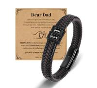 CheersLife Father Day Gift from Daughter Son,Men's Bracelet Daddy Gifts - Leather Bracelet Best Dad Quote Engraved Jewellery for Dad Father from Daughter Son, Gift for Birthday Christmas