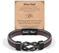 CheersLife Father Day Gift from Daughter Son,Men's Bracelet Daddy Gifts - Leather Bracelet Love You Dad Quote Engraved Jewellery for Dad Father from Daughter Son, Gift for Birthday Christmas