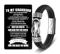CheersLife Gift for Grandson from Grandma Grandpa, Grandson Bracelet from Grandma To My Grandsons Knot Bracelets Anniversary Birthday Gifts for Him Forever Linked Together - With Wallet Card