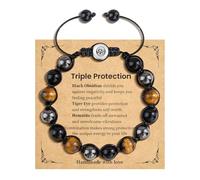 CheersLife Hematite Bracelet Men - Triple Protection Bracelet for Men