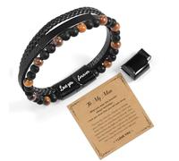 CheersLife Husband Boyfriend Gifts Ideas from Wife Girlfriend,Leather Bracelet for Men To My Man Anniversary Birthday Gifts for Him Love You Forever Always Linked Together Mens Bracelets Leather