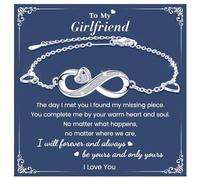 CheersLife Infinity Heart Bracelet for Girlfriend Bracelet Gift Women Silver Adjustable Anniversary Jewelry Christmas Valentine's Day Birthday Gifts for Women Girlfriend Her