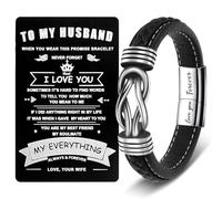 CheersLife Men's Bracelets Gifts for Men,Valentines Day Gift for Him Mens Leather Bracelet Anniversary Birthday Gift for Him Husband from Wife, Husband Gifts Knot Bracelet for Men, To My Man Bracelet