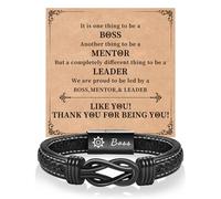 CheersLife Personalised Gifts for Men - Boss, Mentor, Leader Gifts from Employee, Coworker or Team Leader - Men's Bracelet (Black)